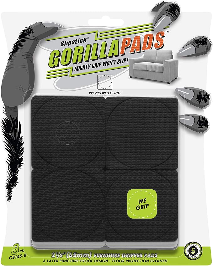 GorillaPads Non-Slip Furniture Pads/Grippers, Rubber Floor Protectors by Slipstick