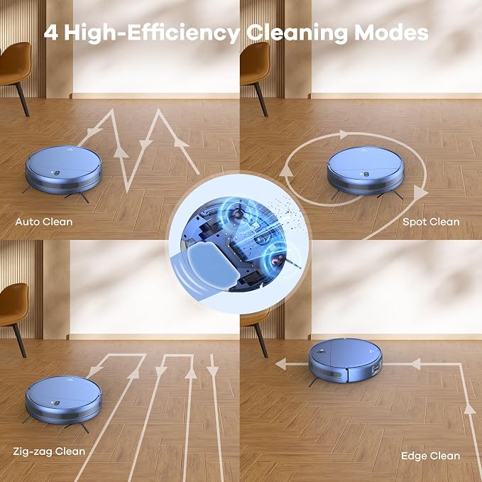 ZCWA Robot Vacuum and Mop Combo, 2.4GHz WiFi Link Vacuum Robot, 4 Cleaning Mode - Image 4