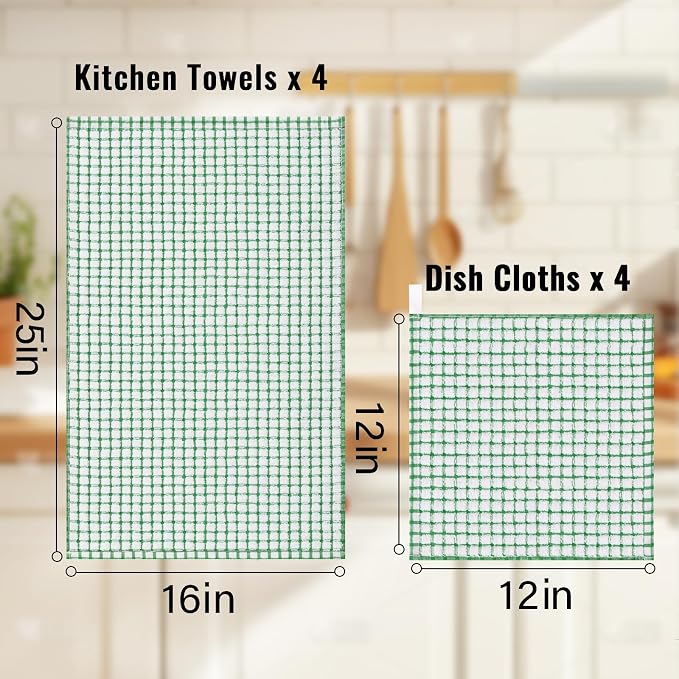 Homaxy Kitchen Towels and Dishcloths Set, 16 x 25 and 12 x 12 Inches, Super - Image 3