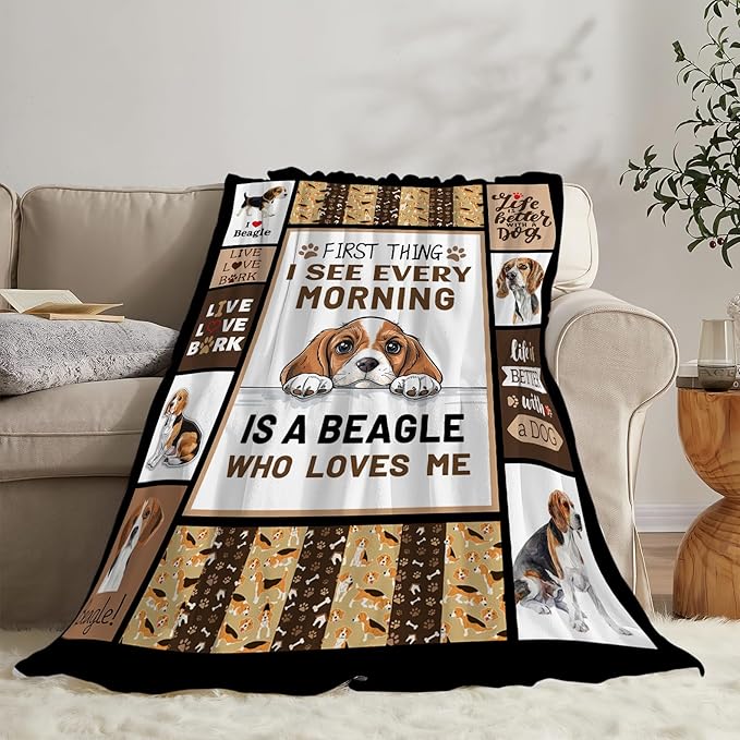 Beagles Dog Print Blanket Best Dog Pet Animal Throw Blankets for Couch Sofa Stuff Decor Gifts Lightweight Soft Cozy Fleece Plush Warm Flannel Bedding for Lover Man Woman Teen Adults 50"x60"