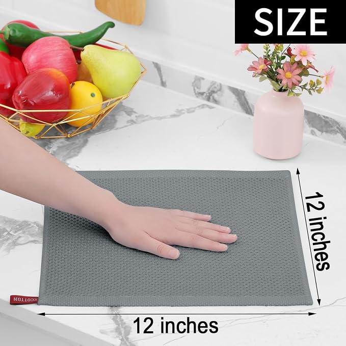 Homaxy 100% Cotton Waffle Weave Kitchen Dish Cloths, Quick Drying Dish Rags - Image 5