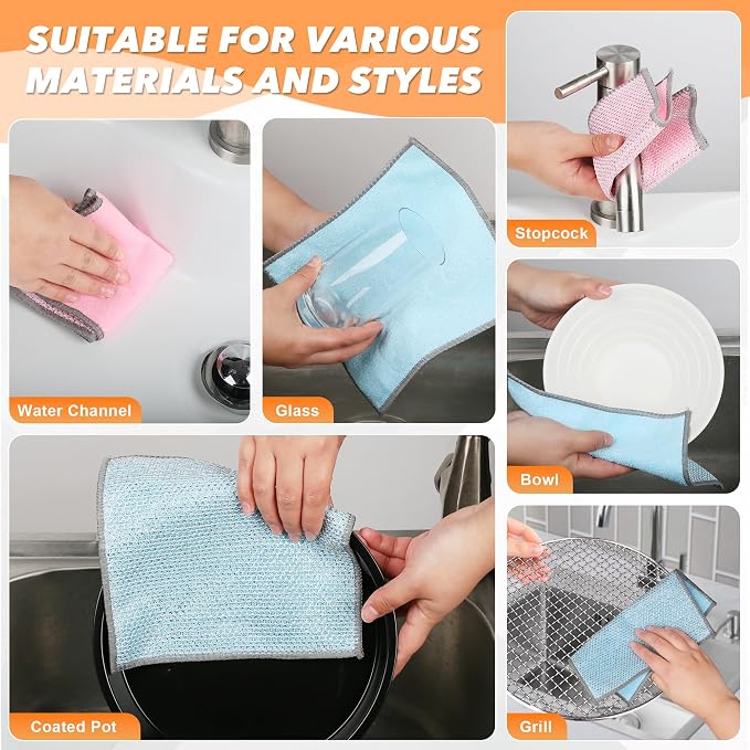 12Pack Multipurpose Wire Dishwashing Rags, Upgrade Non Scratch Wire Dishcloth - Image 5