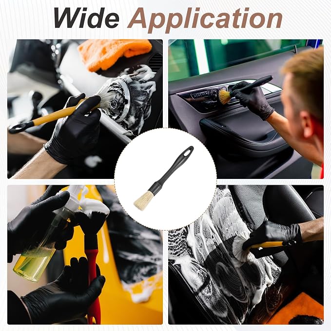 HARFINGTON 3 Pcs Car Detailing Brush 9.1" Natural Bristle Auto Cleaning Brush - Image 6