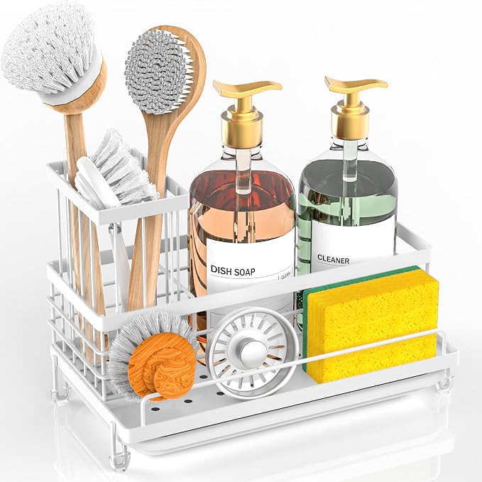 Cisily Kitchen Sink Caddy Organizer, Sponge Holder, Detergent Brush Holder by CISILYHOMELIFE