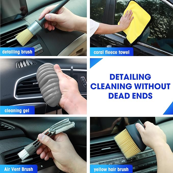 Viewsun Car Cleaning Kit, Detailing Brush Set, Windshield Cleaner, Cleaning Gel - Image 5