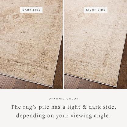 Loloi Chris Loves Julia Palma Collection PLM-06 Natural/Smoke 7'-10" x 10' Fringe Area Rug Vintage Style Boho Living Room Bedroom Carpet