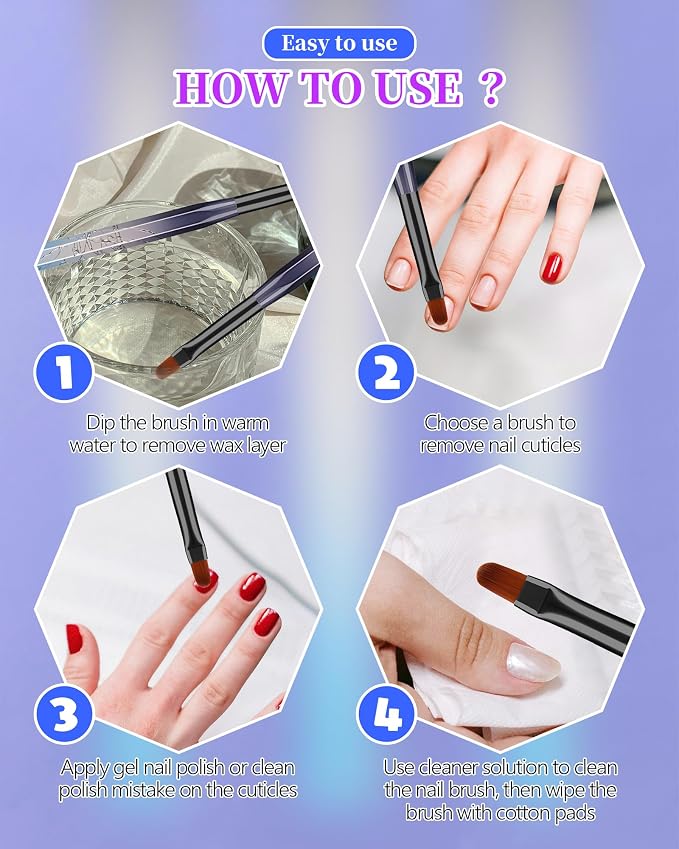 3PCS Nail Polish Clean Up Brush, Round&Falt&Angled Acetone Resistant Nail Brush - Image 7