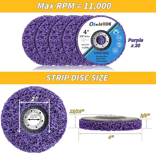 20 Pcs 4" x 5/8" Strip Discs Bulk, Paint Stripping and Rust Removal Wheels - Image 2