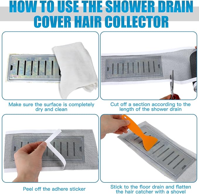 1 Pack 4 Inch x 33 ft Linear Shower Drain Hair Catcher Screen Disposable - Image 6