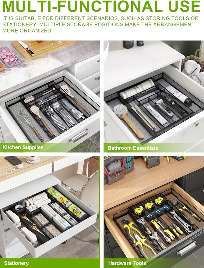 Silverware Organizer Metal Mesh, Large Drawer Organizer, Utensil Cutlery Tray - Image 6