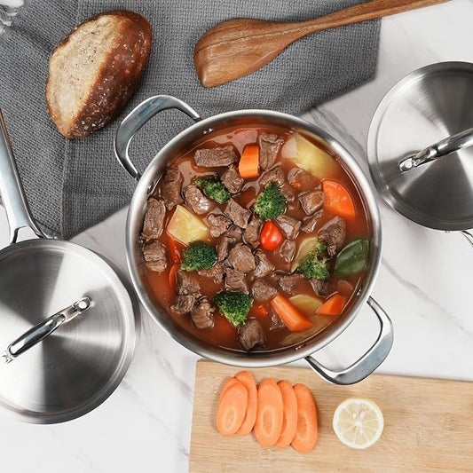 Saucepan Set with Lids, 3-Ply Stainless Steel Cookware 1.5QT, 3QT and 5QT - Image 2