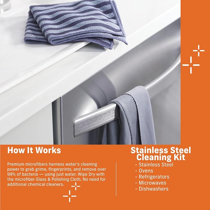 E-Cloth Stainless Steel Cleaning Kit, Microfiber Stainless Steel Cleaner - Image 7