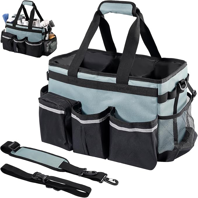 ProCase Cleaning Caddy Bag for Housekeepers, Foldable Cleaning Supply Bag by ProCase