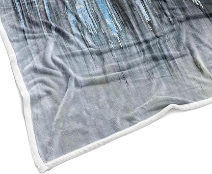 Abstract Throw Blankets, Modern Blue Gold CrackNon Cozy Warm Bed Couch Blanket, Stripe Contemporary Abstract Painting White Fleece Flannel Throws to Decorate The Room and Bedroom