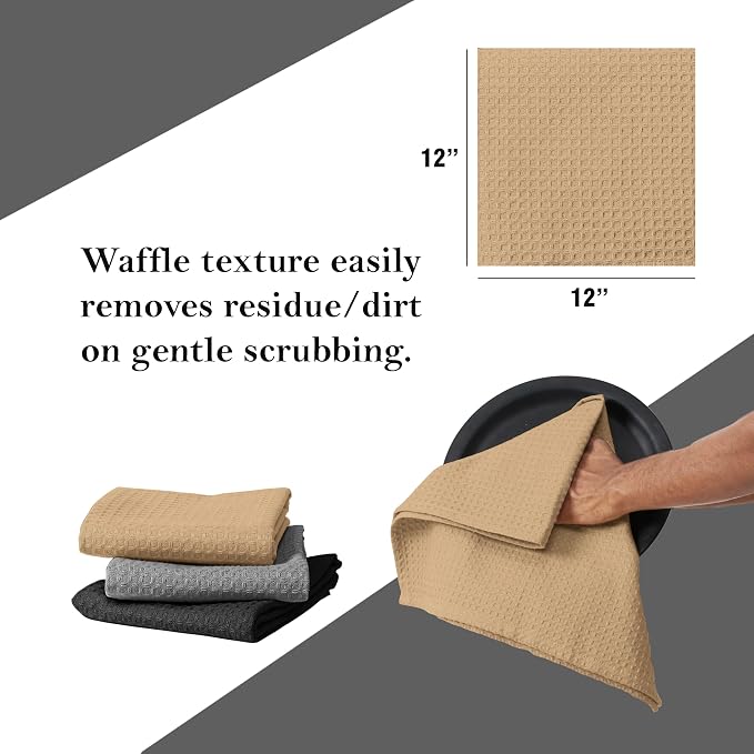 Waffle Dishcloths, 12x12 Inch, Quick Drying, 100% Cotton - Image 6
