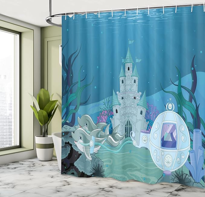 Ambesonne Ocean Shower Curtain, Mermaid Castle - Image 4