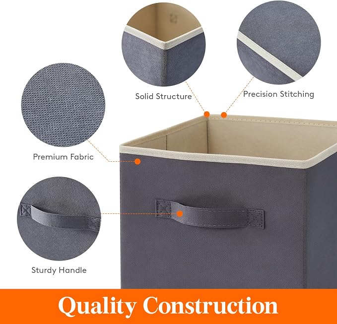 Lifewit Collapsible Fabric Storage Cubes Bins Set 11 Inch, Foldable Cubby - Image 3
