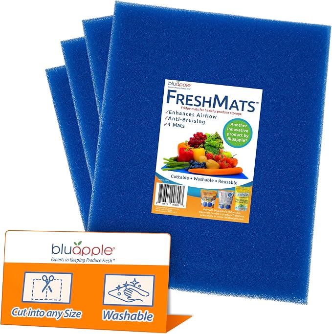 Bluapple FreshMats, Refrigerator Bin Liner, Fridge Drawer Mats, Crisper Life by TheBluappleCompany
