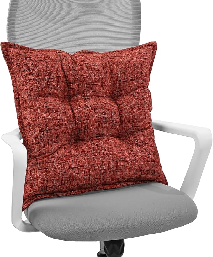 SINSOSSO Large Floor Pillow 22", Thickened Bite-Size Memory Foam Square Non-Slip Cushion for Office Back Support/Indoor Yoga/Chair Seat, Fashionable Color-Blocked Fabric & Washable, Red, 1 PCS