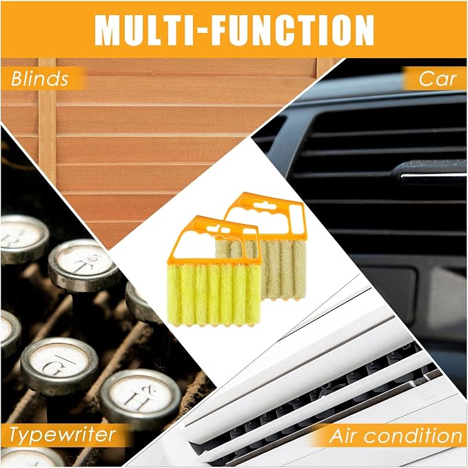 Geiserailie 2 Pcs Window Venetian Blind Cleaner Duster Tool Washable 7 Fingers - Image 3