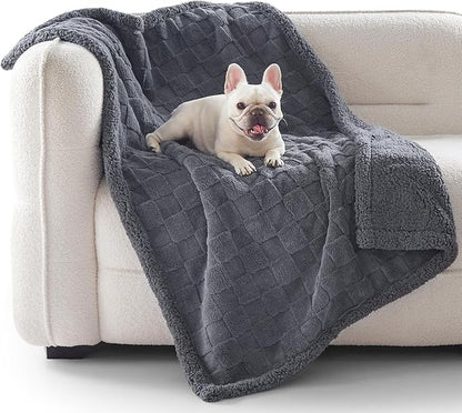 GASUR Waterproof Dog Blankets for Small Dogs, Dog Blanket for Couch Bed, Fleece Pet Blanket for Furniture Sofa Protector, Soft Puppy Throw Blankets for Crate Car Outdoor, Washable, 25"x35",Grey
