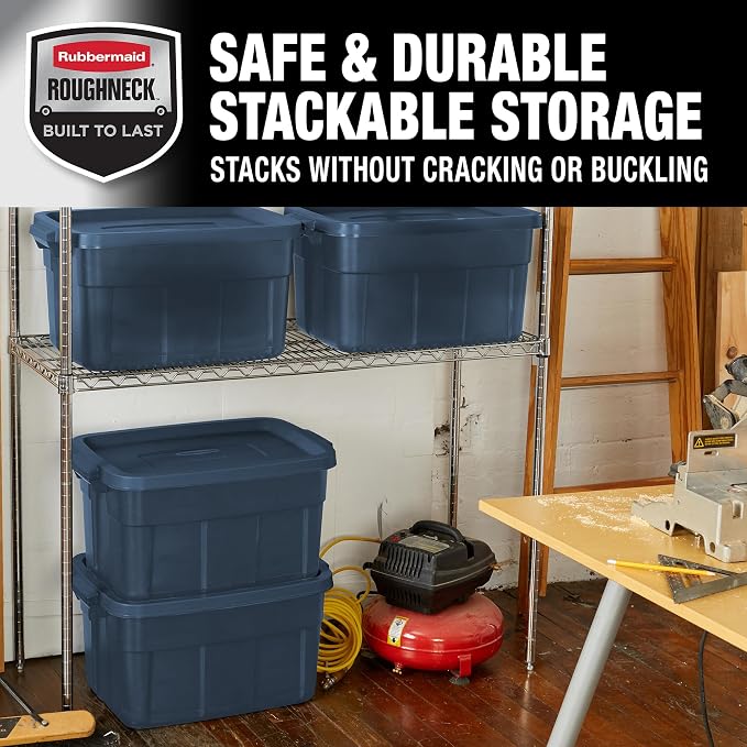 Rubbermaid Roughneck Tote 14 Gal, 6 Pack, Made in USA, Dark Indigo Metallic - Image 5