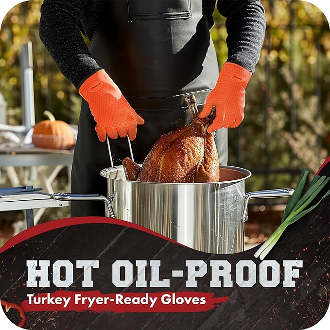 KITCHEN PERFECTION Silicone Smoker Oven Gloves -Extreme Heat Resistant BBQ - Image 4