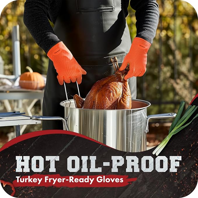 KITCHEN PERFECTION Silicone Smoker Oven Gloves -Extreme Heat Resistant BBQ - Image 5