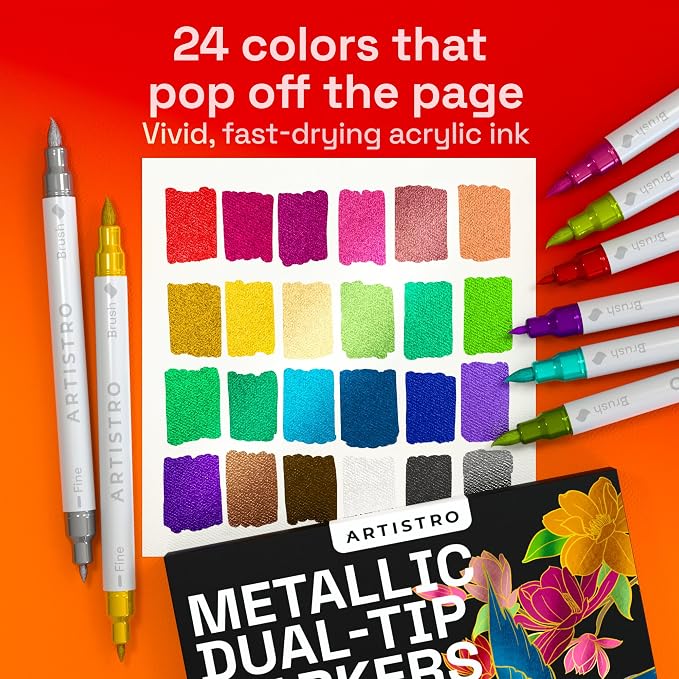 ARTISTRO 24 Metallic Acrylic Paint Markers - Image 2