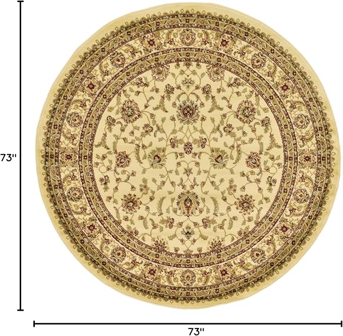 Unique Loom Voyage Collection Traditional Oriental Classic Intricate Design Area Rug (6' 0 x 6' 0 Round, Ivory/Gold)