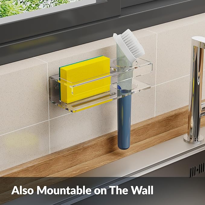 NiHome Acrylic Sponge Holder for Kitchen Sink, Compatible - Image 4