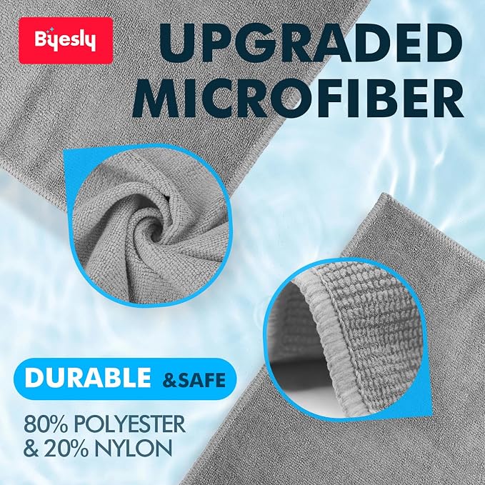 12-Pack Microfiber Cleaning Cloth, 11.5x11.5 Microfiber Towels - Image 2