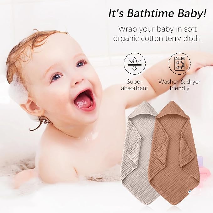 SWEET DOLPHIN Muslin Hooded Baby Bath Towels - Image 3
