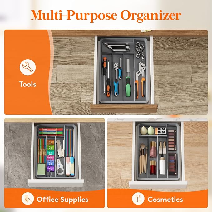 Lifewit Silverware Tray, Deep Wide Cutlery Drawer Organizer Storage - Image 7