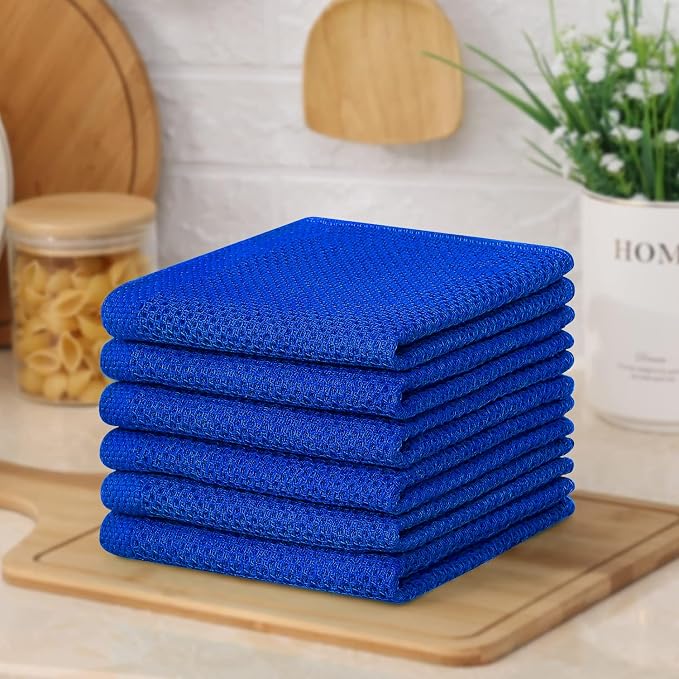 Kitinjoy 100% Cotton Kitchen Dish Cloths, 6 Pack Waffle Weave Ultra Soft - Image 7