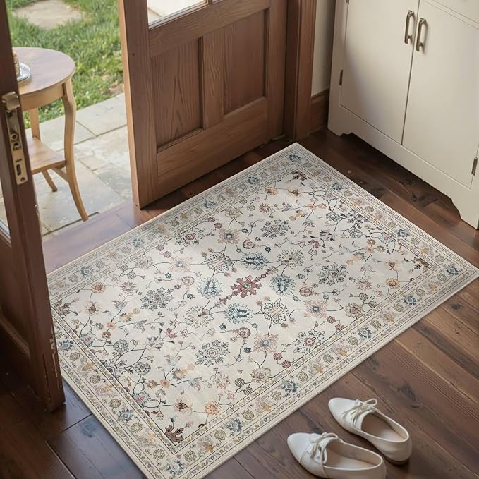 Door Mat Floral Entryway Rug, Washable Samll 2x3 Rug, Boho Front Door Mat - Image 2