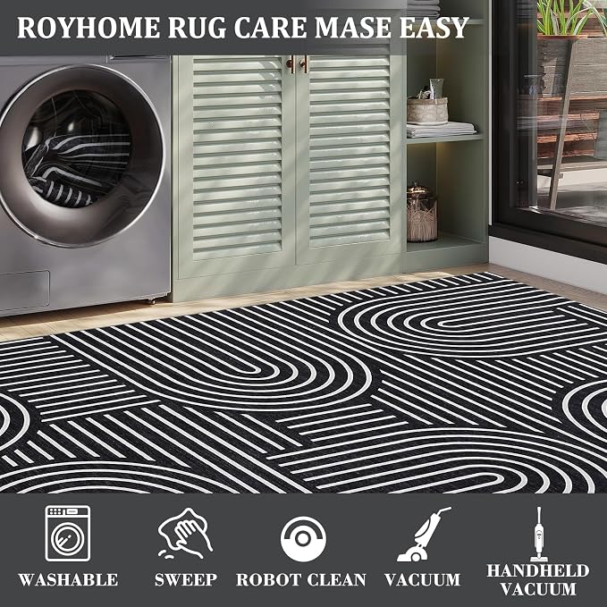 Washable Rug 8x10 Area Rugs for Living Room, Abstract Rug for Bedroom, Soft - Image 7