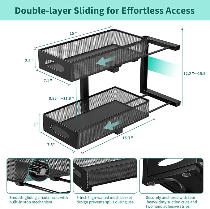 Under Sink Organizer, Height Adjustable Organization and Storage Series - Image 2