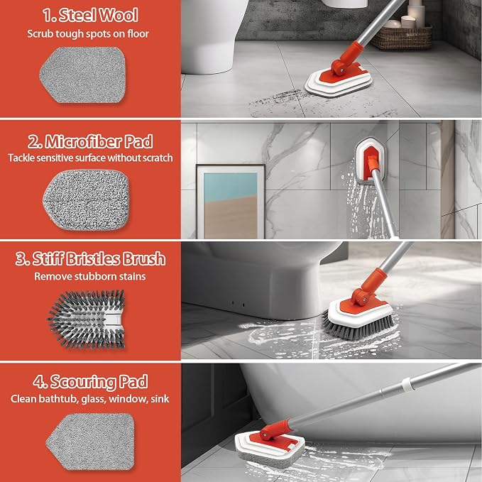 JEHONN Shower Cleaning Brush, Tub Tile Scrubber - Image 2