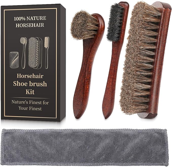 4PCS 100% Horse Hair Brush for Leather Shoe Brush Cleaning Boot Care Horse Hair by Unknown