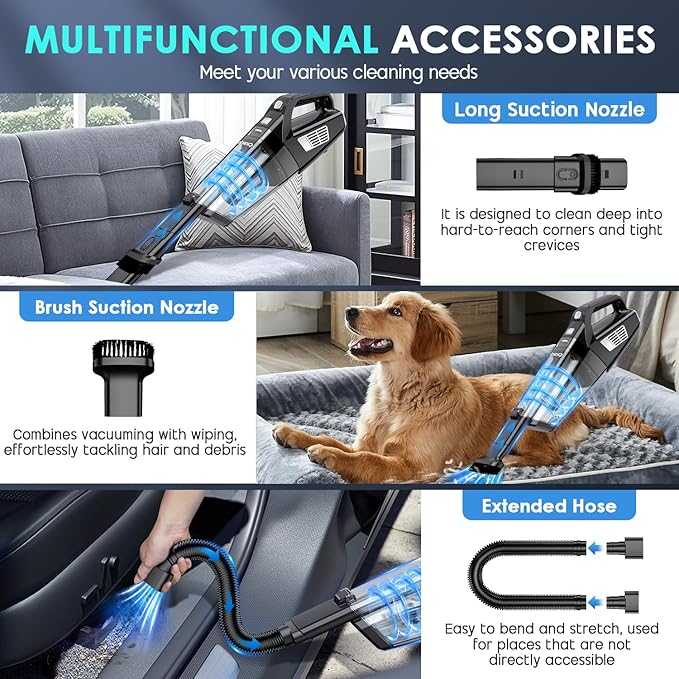 Handheld Vacuum Cordless, 15000PA Strong Suction Hand Held Car Vacuum Cleaner - Image 3