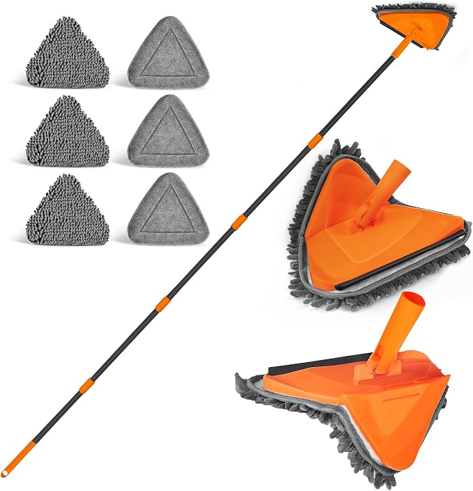 JEHONN Wall Mop with Long Handle 80 inches, Upgraded 180° Collapsible Baseboard by JEHONN