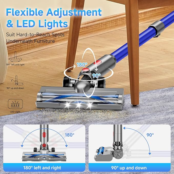 Cordless Vacuum Cleaner, 8 in 1 40Kpa 55Mins, Lightweight Vacuum Cleaners - Image 7
