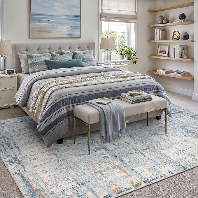 6x9 Washable Area Rug for Living Room, Modern Abstract Large Boho Rugs for - Image 3