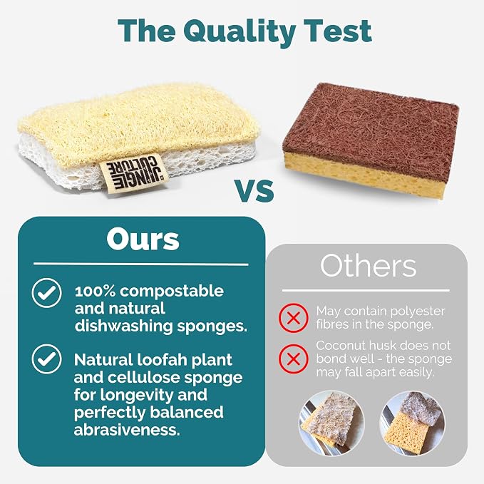 Jungle Culture Eco Sponge Set of 4 • Eco Friendly Natural Dishwashing Sponges • - Image 5