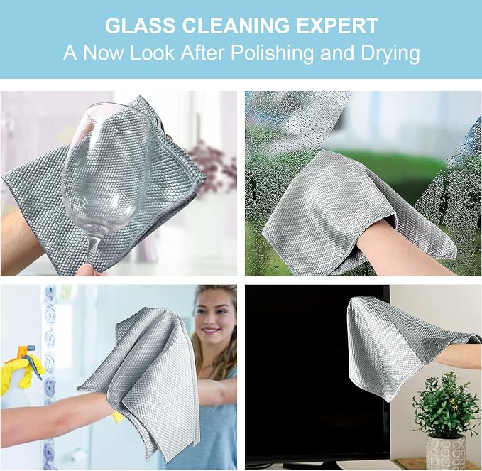 Niveaya Microfiber Glass Cleaning Cloth, Stainless Steel Windshield Shower - Image 4
