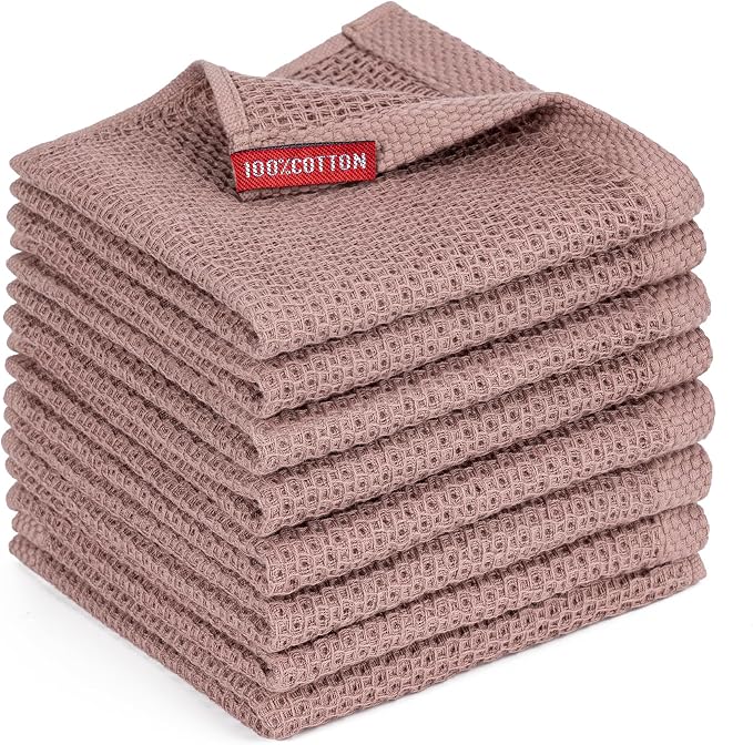 BOOMIBOO 8-Pack Kitchen Dish Cloths, 100% Cotton Waffle Weave, Ultra Soft by BOOMIBOO