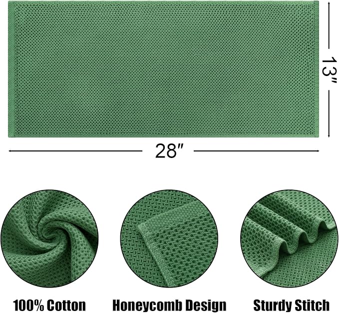 Kitinjoy 100% Cotton Waffle Weave Kitchen Hand Towels - Image 2