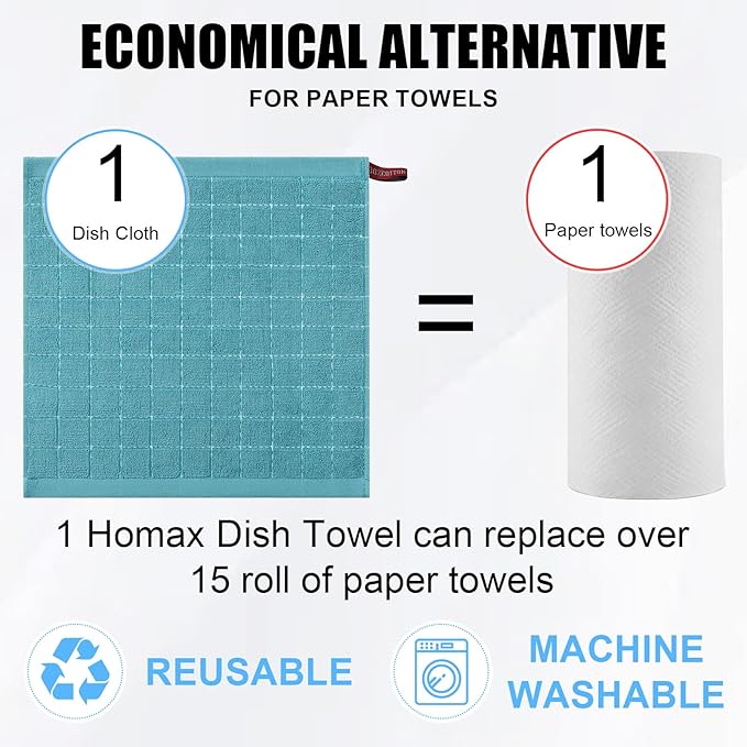 Homaxy 100% Cotton Terry Kitchen Dish Cloths, Ultra Soft and Absorbent Dish - Image 7