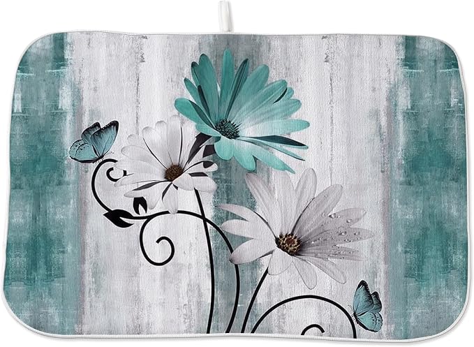 Floral Dish Drying Mat 18x24 Inches by OFIRD